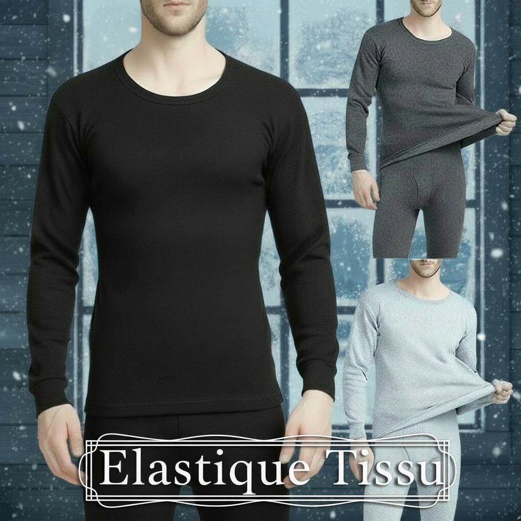 Lot de 6 Piéces Sous Vêtements Thermiques Hommes 3 T-shirts A Manche Longues & 3 Sous Pontalons