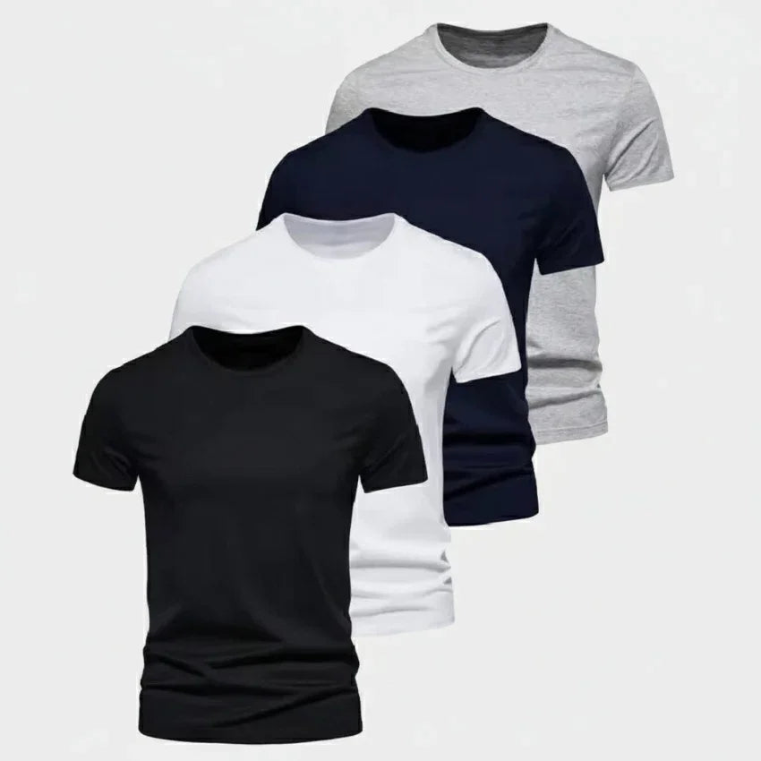 Lot de 4 T-shirts Demi-Manches pour Hommes - 100% Coton -