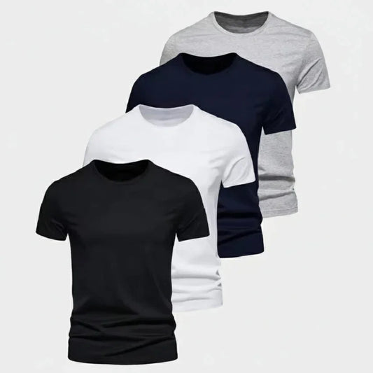 Lot de 4 T-shirts Demi-Manches pour Hommes - 100% Coton -