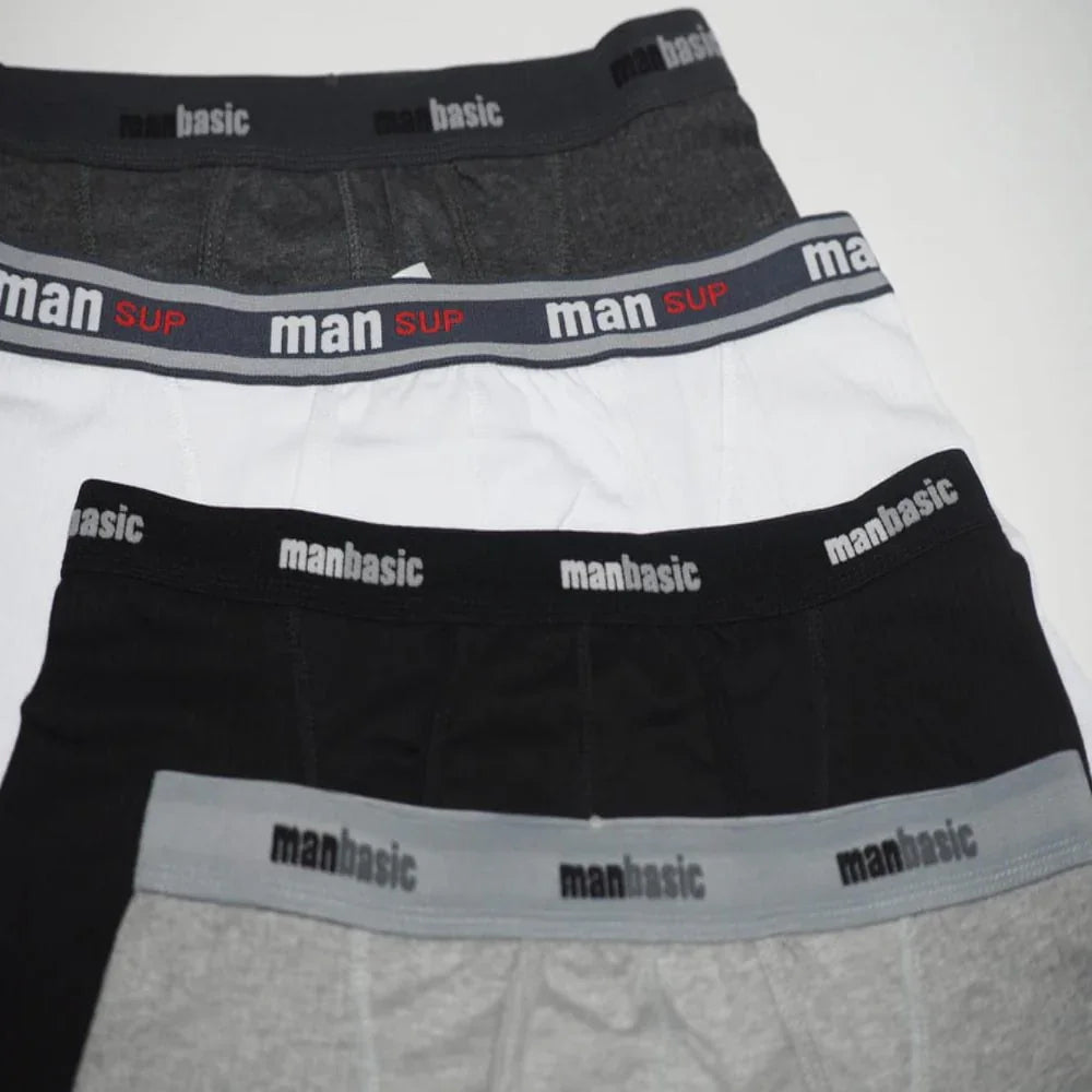 Lot de 4 Boxers pour Hommes- Marque Man Basic - Couleurs Variées