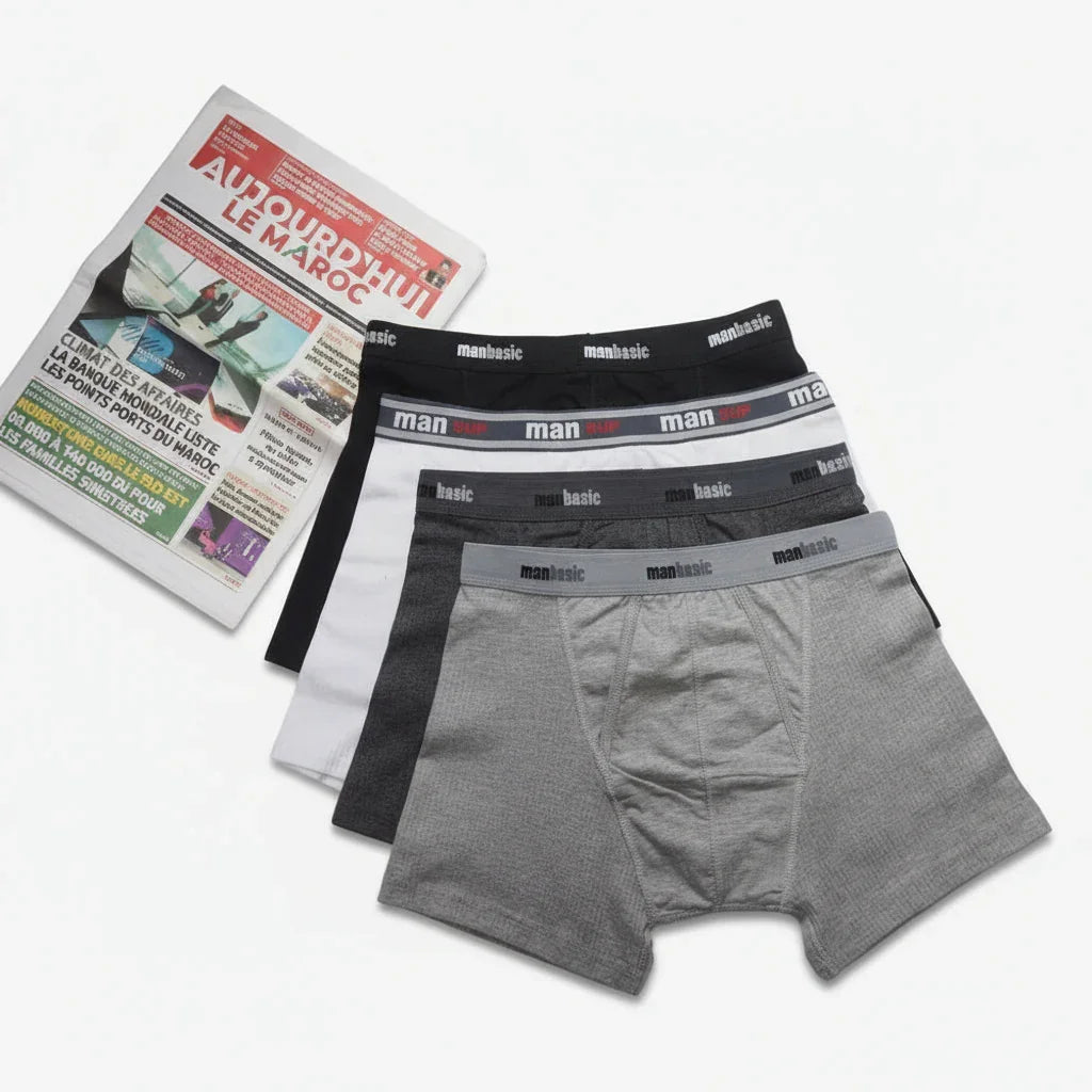 Lot de 4 Boxers pour Hommes- Marque Man Basic - Couleurs Variées