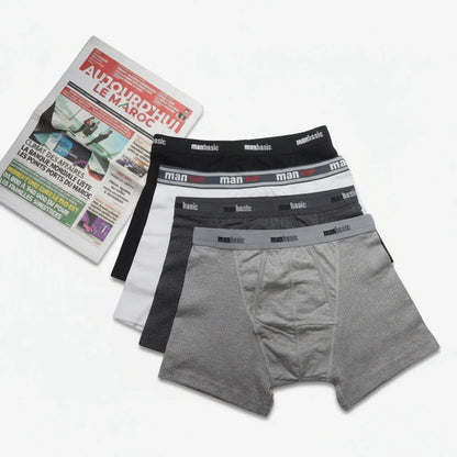 Lot de 4 Boxers pour Hommes- Marque Man Basic - Couleurs Variées