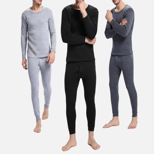 Lot de 6 Piéces Sous Vêtements Thermiques Hommes 3 T-shirts A Manche Longues & 3 Sous Pontalons