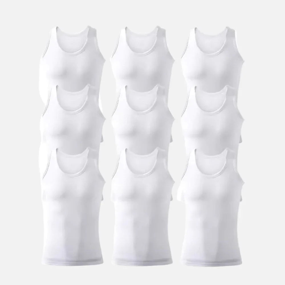Lot de 9 Débardeurs en Coton pour Hommes - 100% Coton - Couleurs Variées