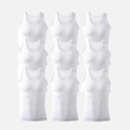 Lot de 9 Débardeurs en Coton pour Hommes - 100% Coton - Couleurs Variées