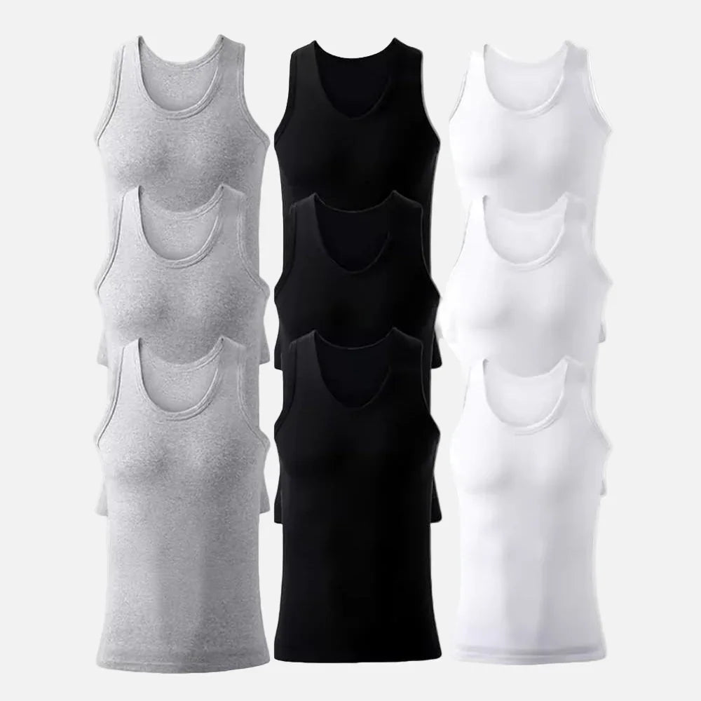 Lot de 9 Débardeurs en Coton pour Hommes - 100% Coton - Couleurs Variées