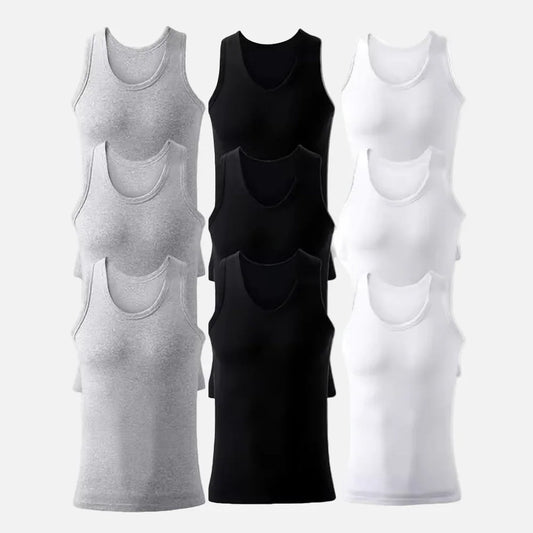 Lot de 9 Débardeurs en Coton pour Hommes - 100% Coton - Couleurs Variées