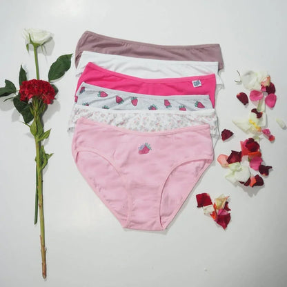 Lot de 6 Slips en Coton pour Femmes - Fabrication Espagnole - Couleurs Variées