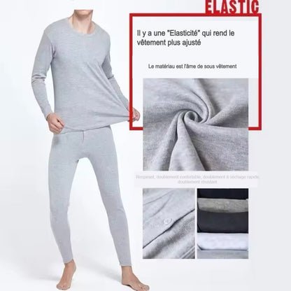 Lot de 6 Piéces Sous Vêtements Thermiques Hommes 3 T-shirts A Manche Longues & 3 Sous Pontalons