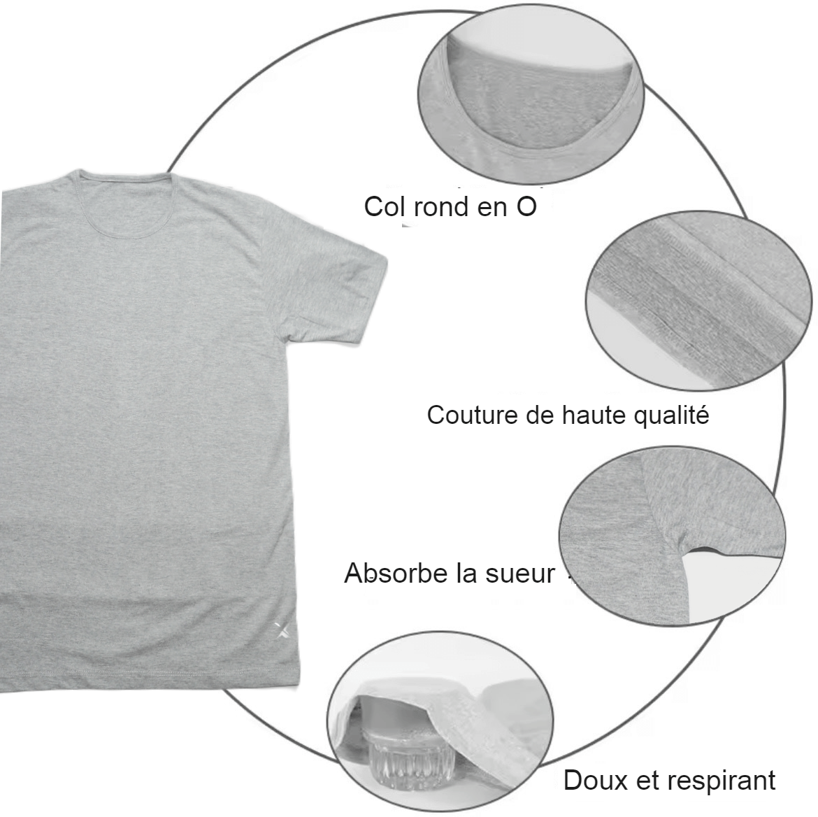 Lot de 4 T-shirts Demi-Manches pour Hommes - 100% Coton -